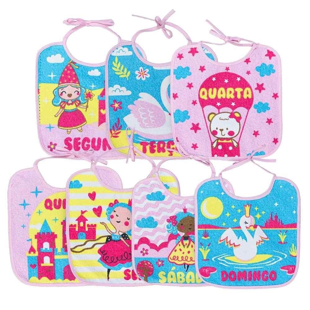 Babador Semaninha 7 Peças Estampadinho Para Bebê Menina