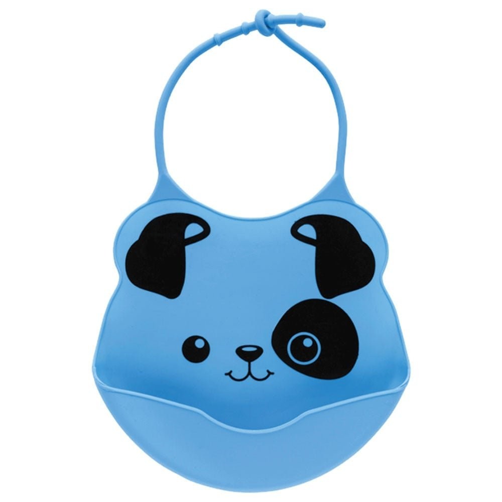 Babador Pega Migalhas Em Silicone Para Bebê Estampa Cachorro Azul Claro