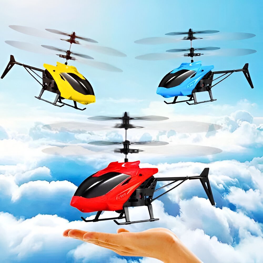 Mini Helicóptero Com Sensor Sem Controle Bateria Recarregável
