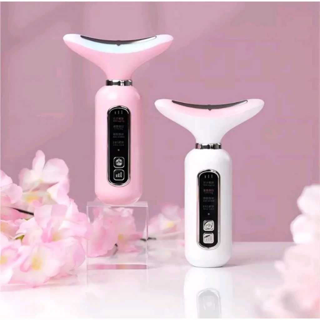HYQ1953 Massageador Aparelho De Beleza Para Pescoço Facial Com Vibração de Ondas Luminosas Anti-Ruga