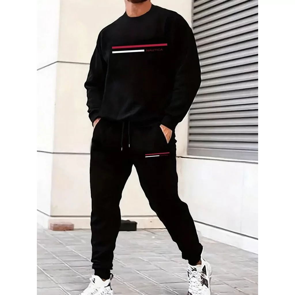 Conjunto Moletom Masculino Paris, Blusa com Estampa e Calça com Bolso Inclinado, Plus Size, Estilo S