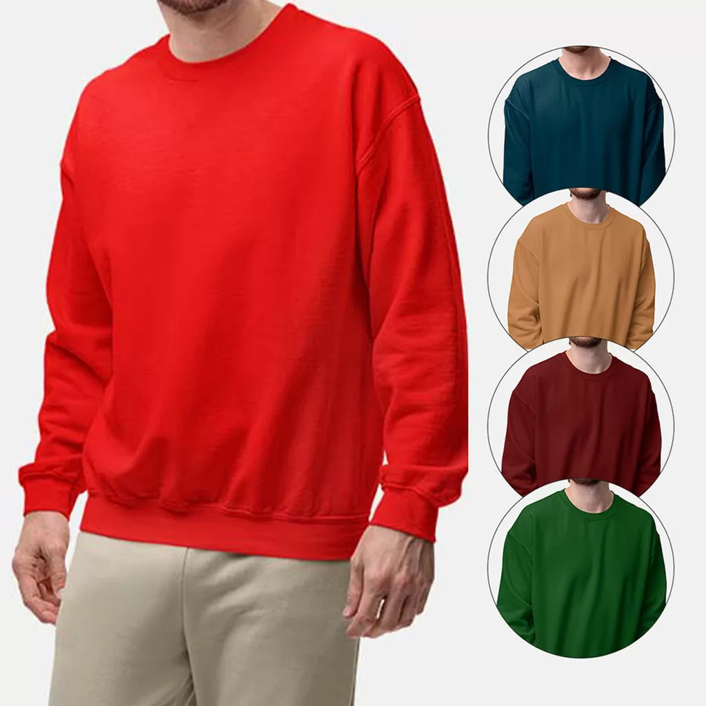 Blusa de Frio Moletom Colorido Gola Careca Redonda Unissex Algodão Versátil Super Confortável Fechad