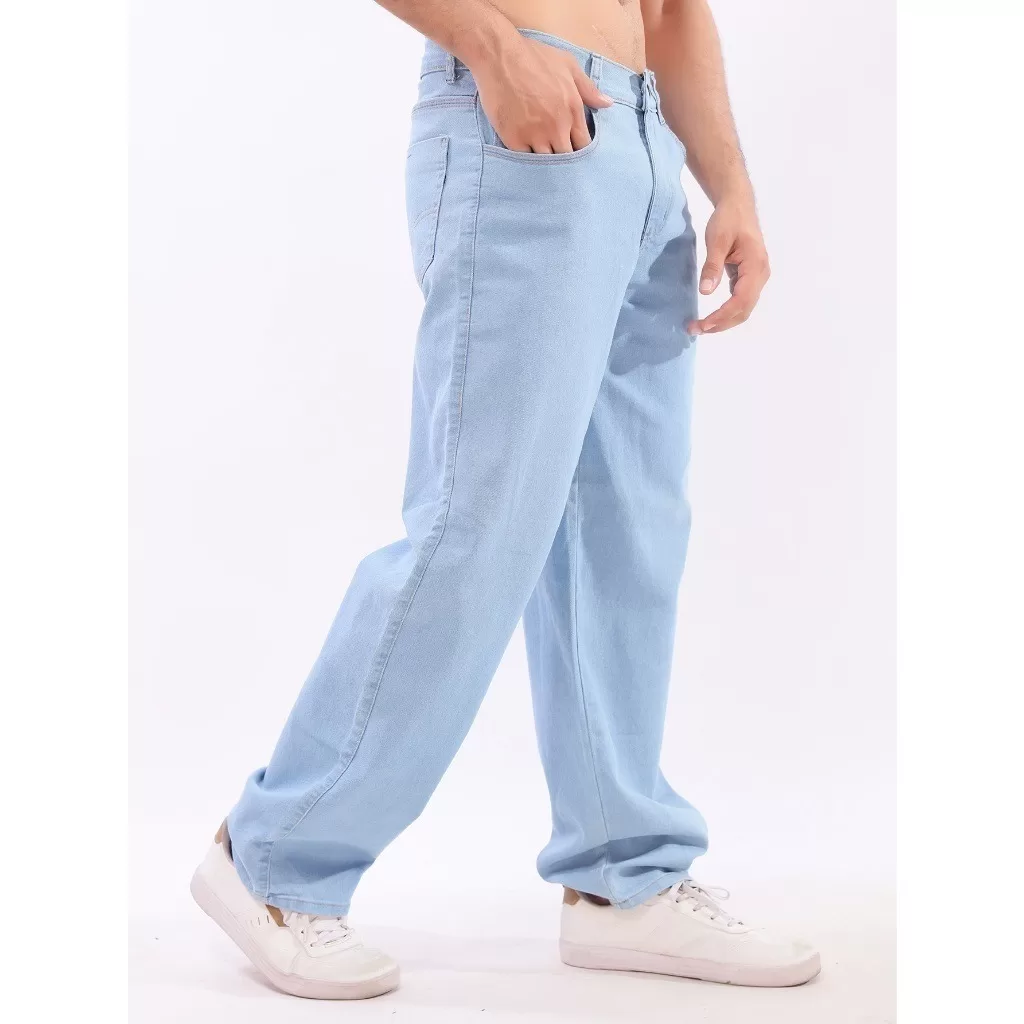 Calça Jeans  Claro  Balão Folgada Boca Larga Masculino
