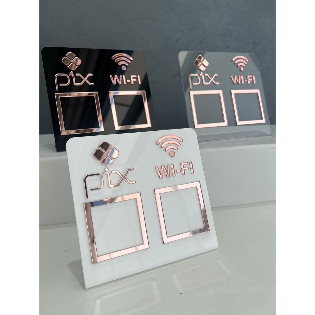 Placa Pix Display Mesa Balcão PIX e WI-FI