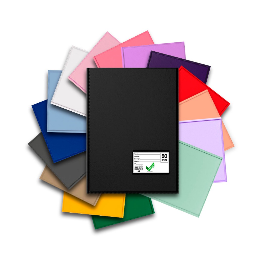 Pasta Catálogo Organizadora A4 Com Visor 50 Envelopes Color Documentos Colorida Rosa Bege Pastel