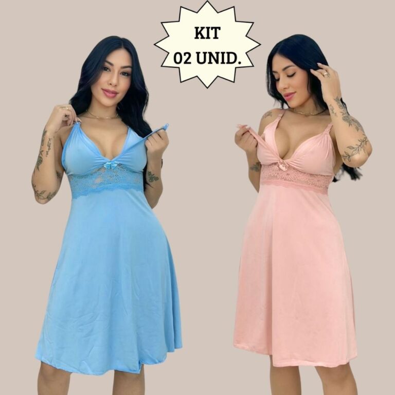 KIT 02 Camisolas Amamentação Sem Bojo com Detalh