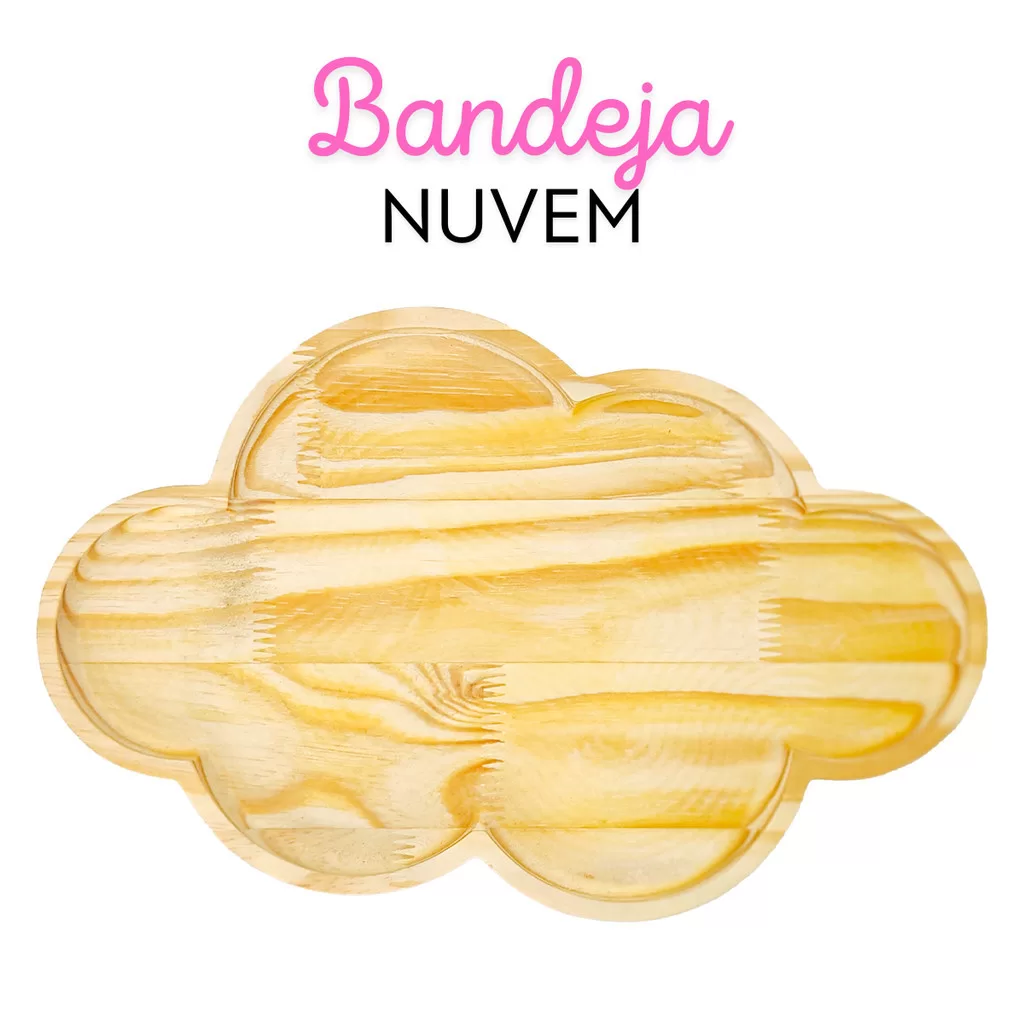 Bandeja Nuvem Kit Higiene Bebê Madeira Pinus Decoração Infantil