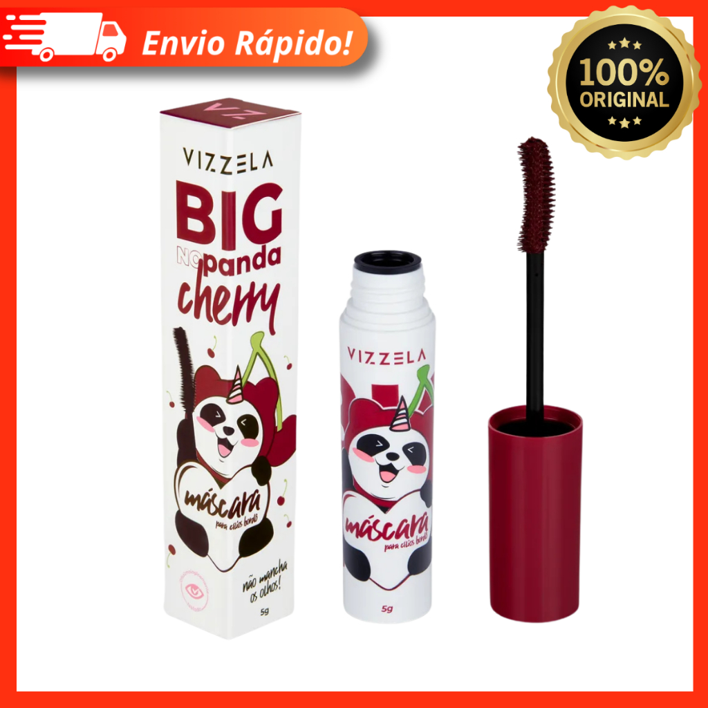 Máscara Rímel para Cílios Big No Panda Cherry Bordô Vinho Vizzela 100% Original