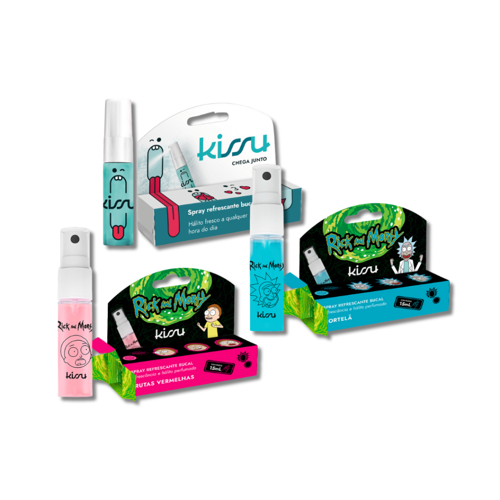 Spray Bucal Kissu – Hálito Refrescante, Portátil, Efeito Geladinho, Até 200 Aplicações