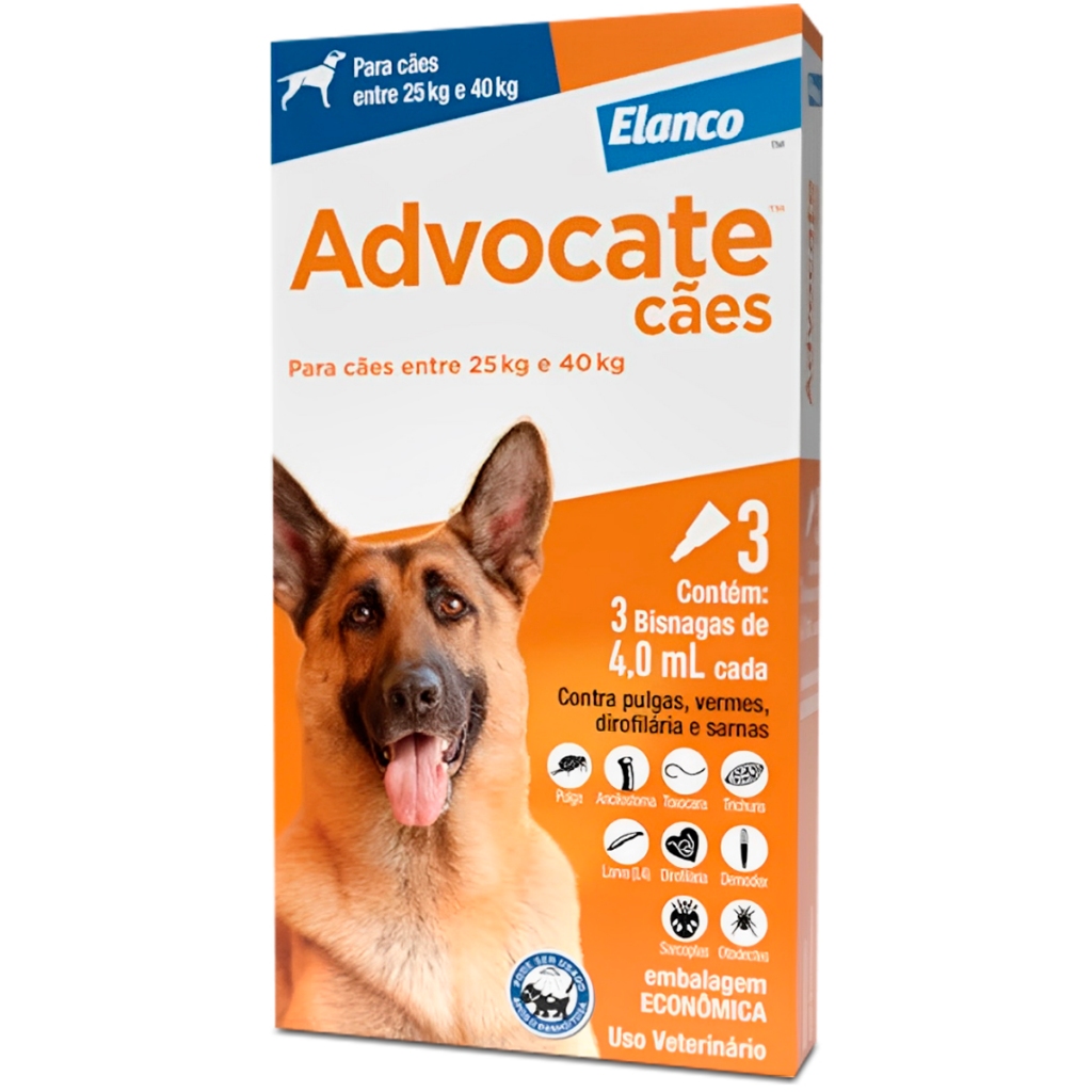 Advocate Elanco Antipulgas para Cachorro 25 à 40kg Kit com 3