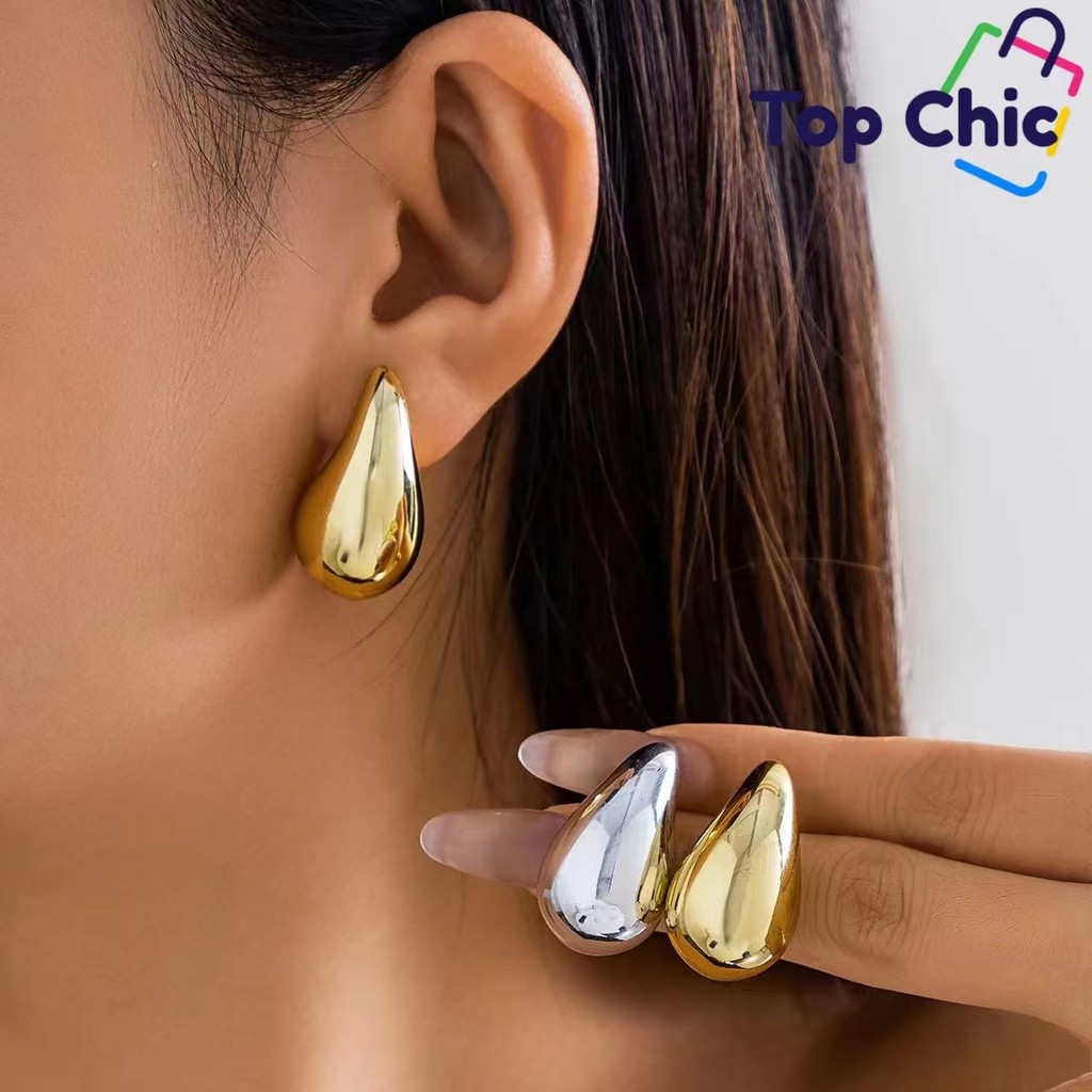 Brincos de gota de água banhados a ouro para mulheres de alta qualidade em ouro e prata