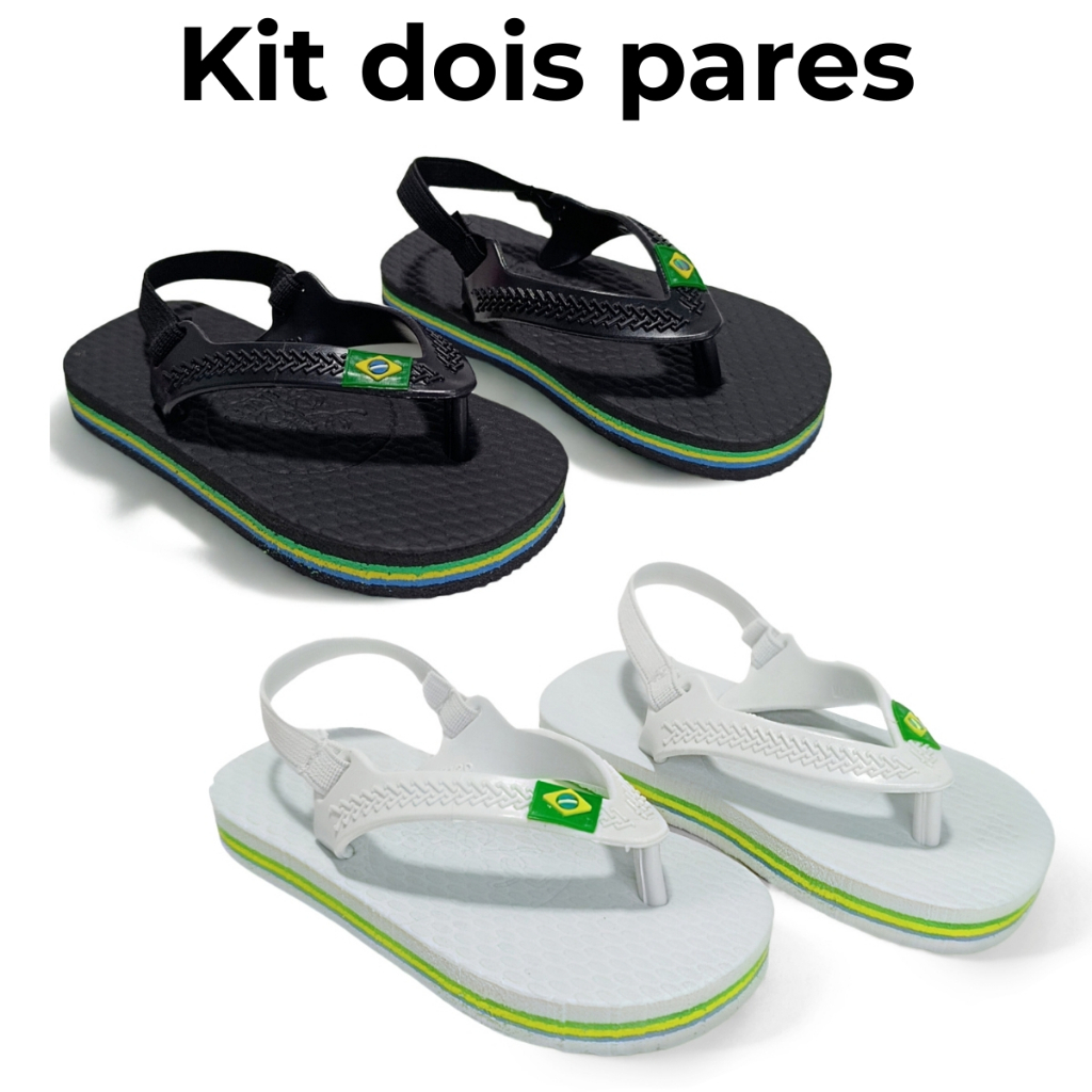 Kit 2 Pares Chinelo Sandália Bebê Menino Masculino Elástico Brasil