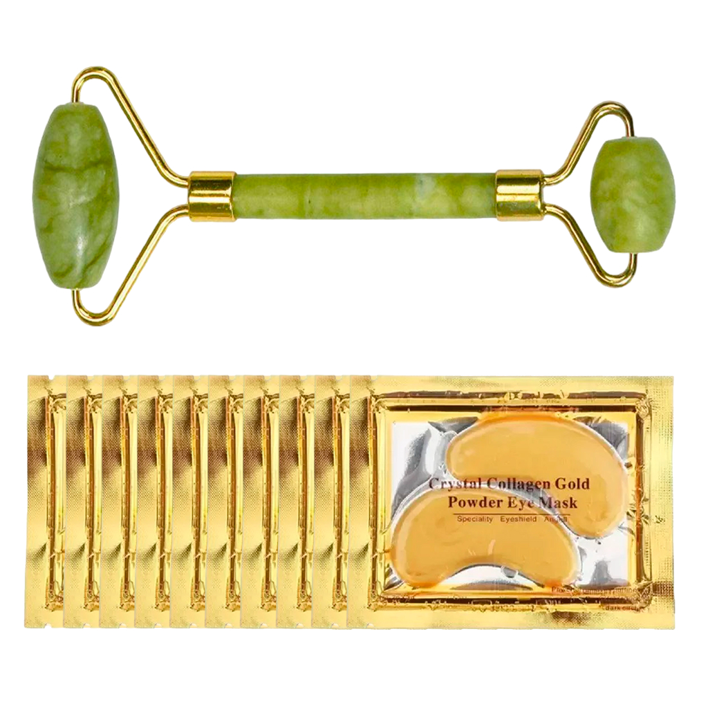 Kit 5/10/20/30/40/50/60/70 Tratamento de Olheira com Colágeno + Rolo de Jade Skincare
