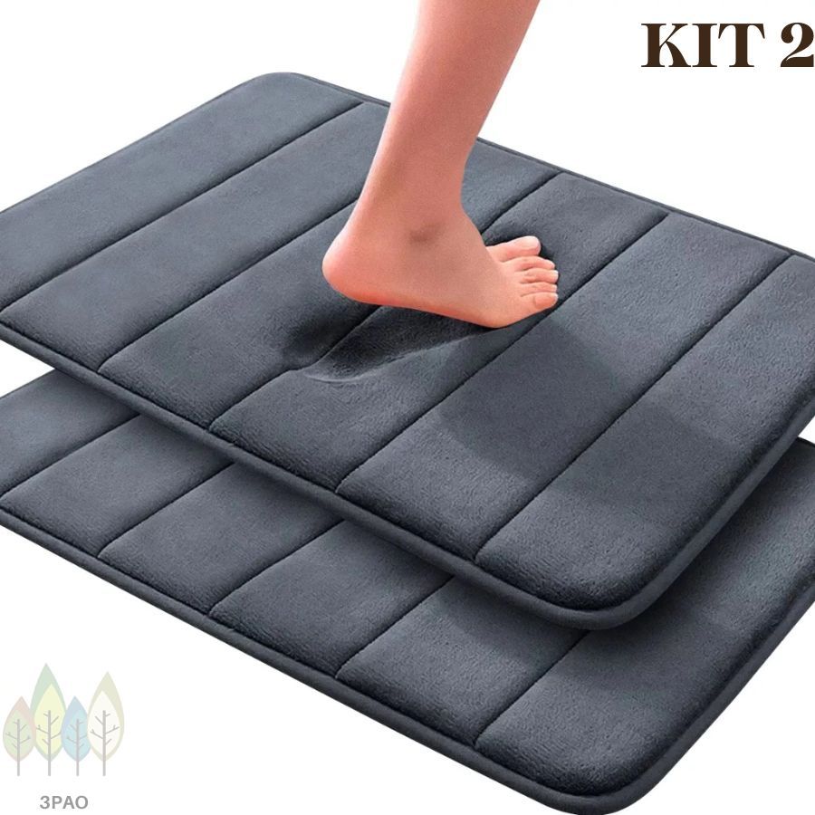 Kit 2 Tapete de Banheiro Antiderrapante Soft Macio Luxo 60×40