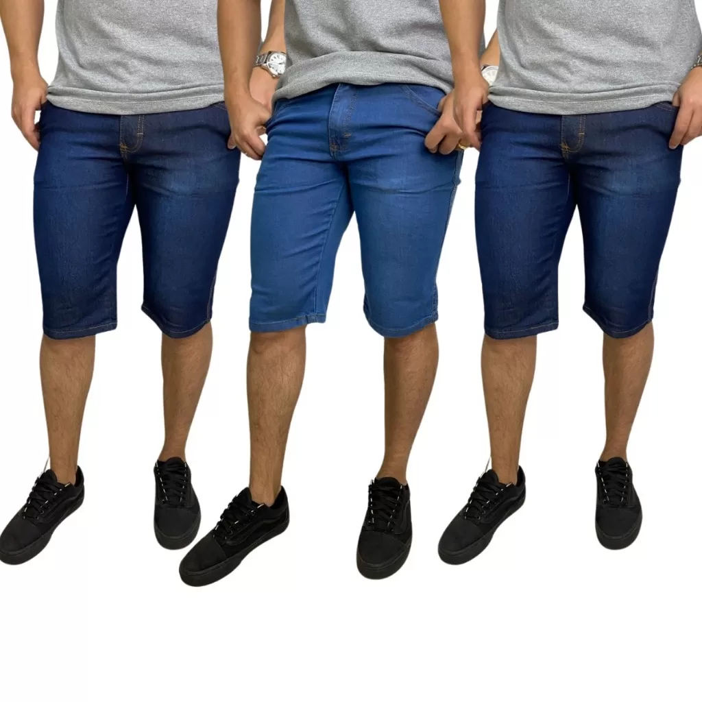 KIT 3 BERMUDAS MASCULINA TRADICIONAL RETA 124