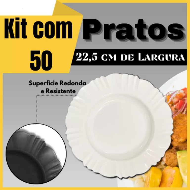 Kit 50 Pratos Pétala Plastico Redondo Fundo Refor