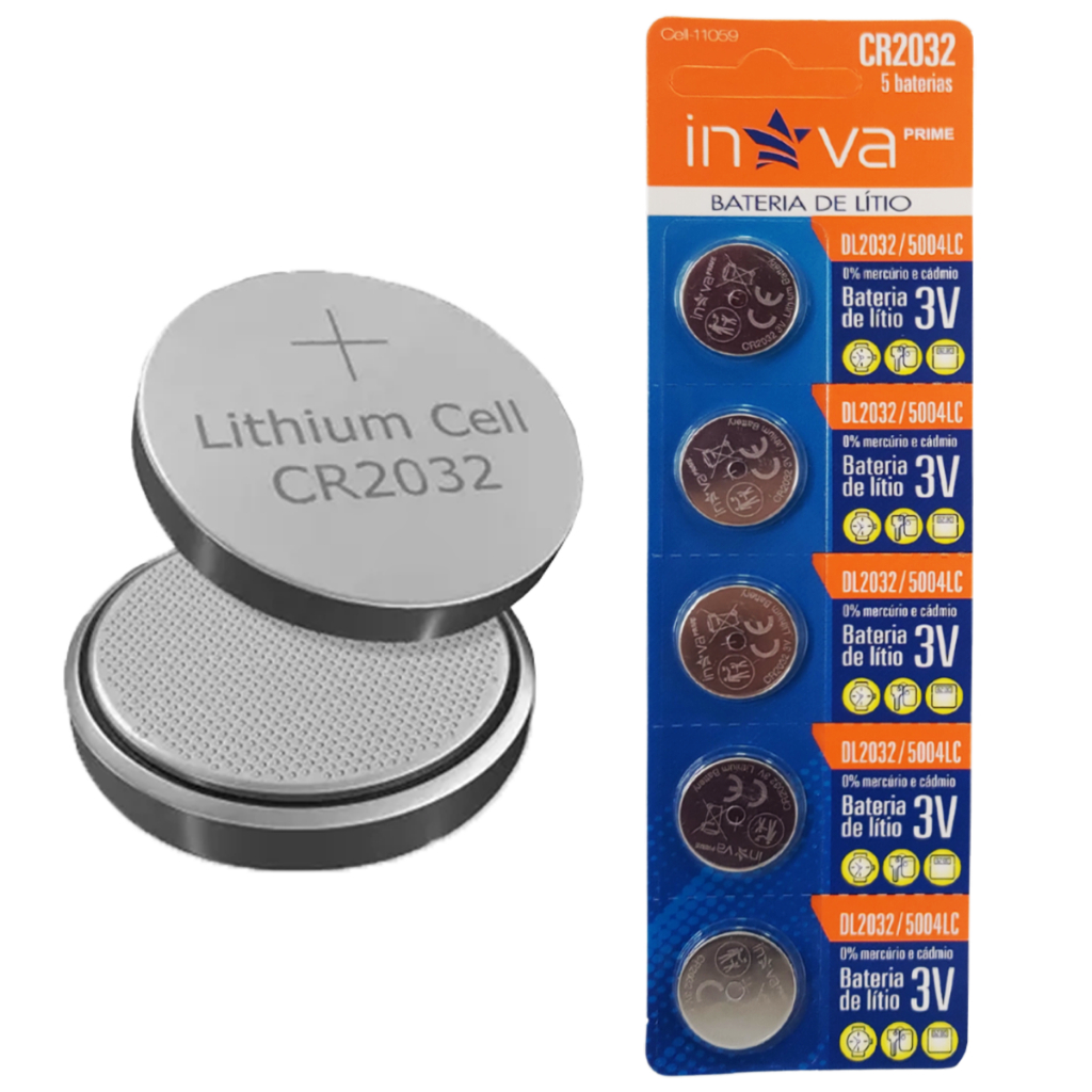 Kit 5 Unidades Bateria de Lítio 3V CR2032 Inova Prime
