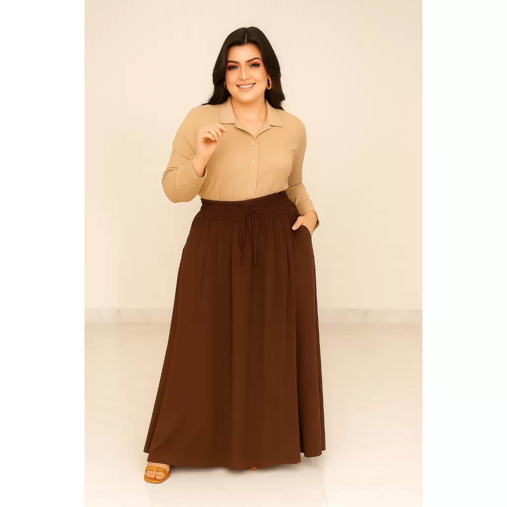 Saia Feminina Em Viscolinho com forro leve fenda na lateral Tecido Leve Casual Elegante e Moderno
