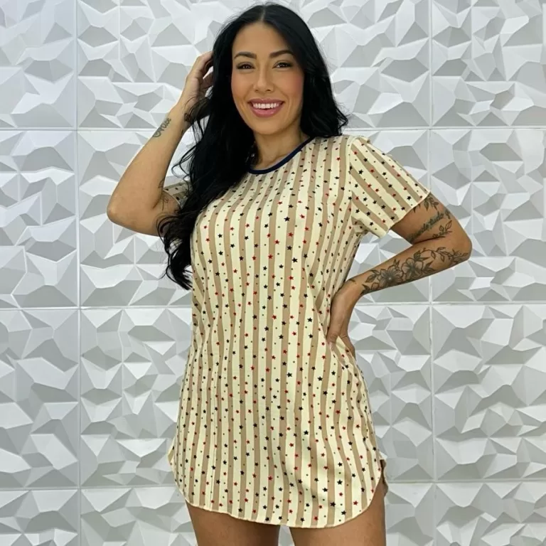 Camisola Pijama manguinha confortável  em Suede t