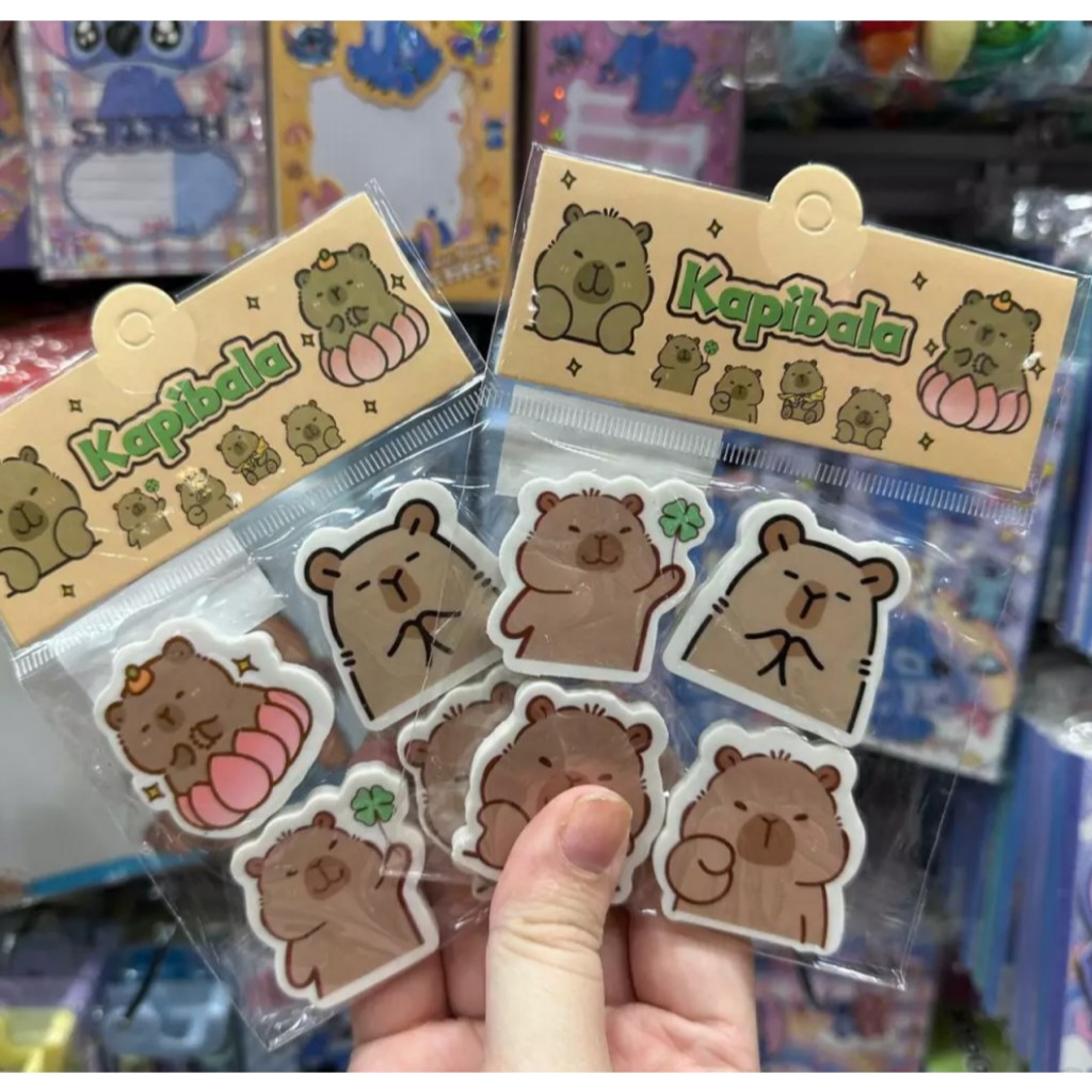 KIT COM 4 BORRACHAS FOFAS CAPIVARA / KAPIBALA / PAPELARIA FOFA KAWAII / MATERIAL ESCOLAR
