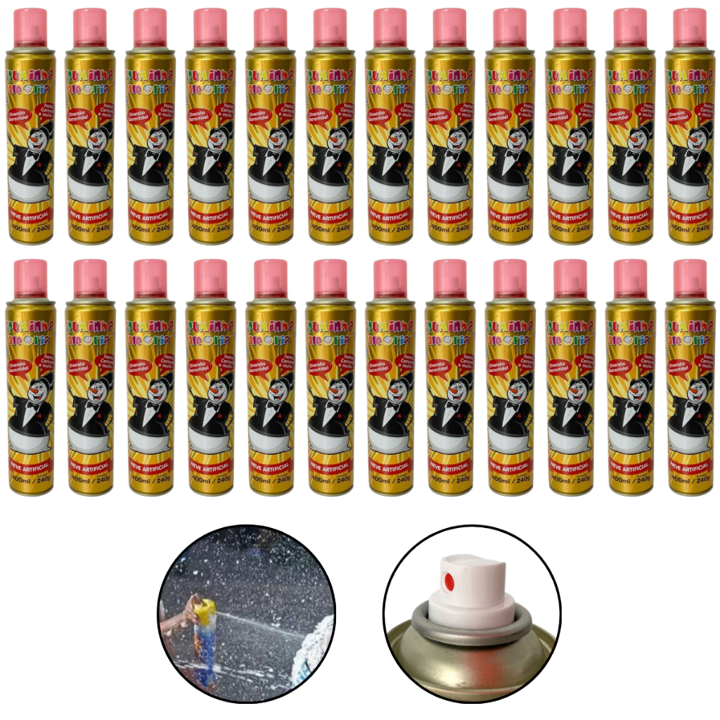 Kit 24 Espuminhas de Carnaval Para Crianças Neve Fake 400ml/240g