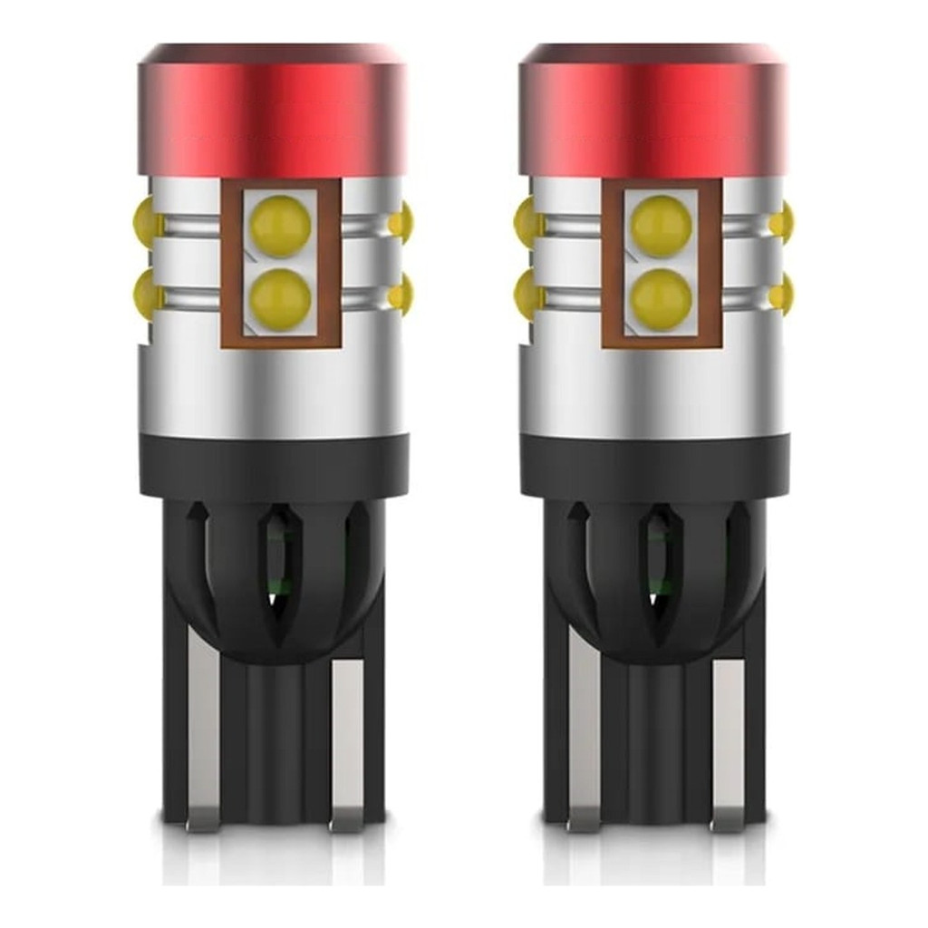 Par Lâmpada Pingo T10 W5w 9 Led Canbus Âmbar Laranja 12v