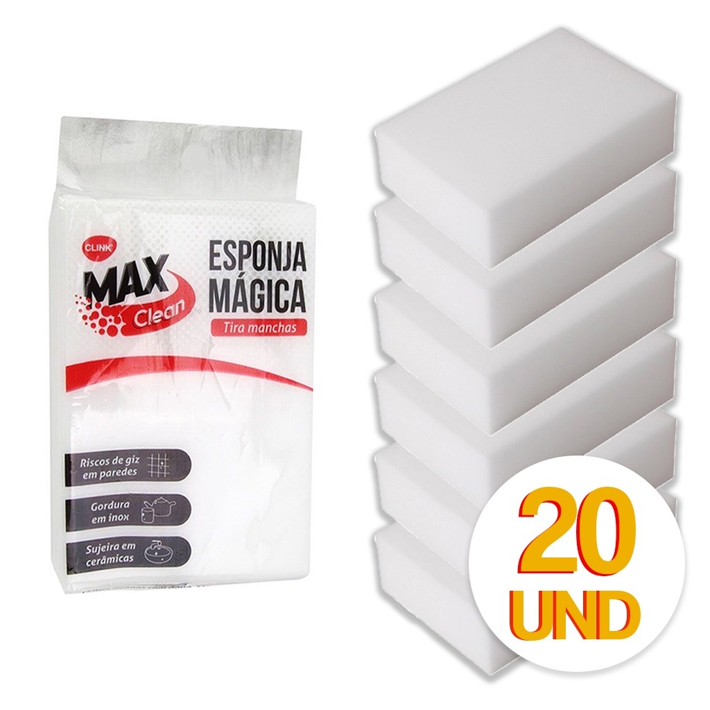 Kits até 20 Esponja Mágica de Melamina Tira Manchas Riscos Mágica Branca Multiuso