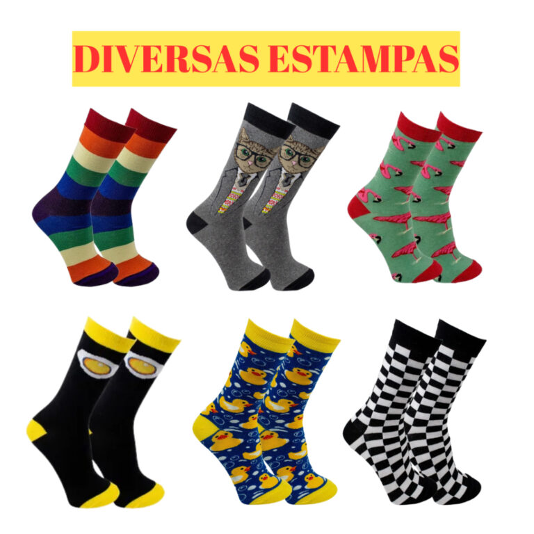 Meia Divertida Estampada Quente feminina/masculina