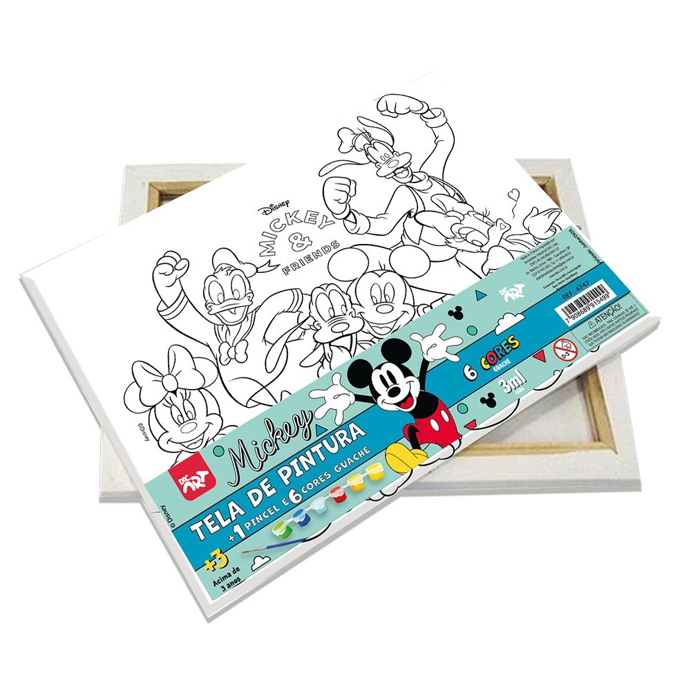 Kit Tela para Pintura Mickey C/ Pincel e Tinta – Dac