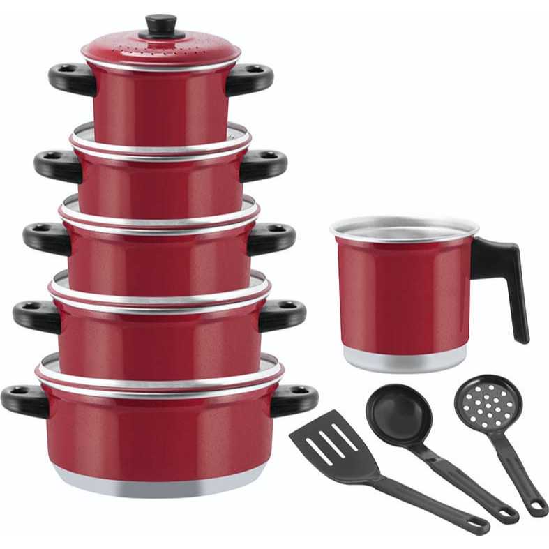 Jogo De Panela Caçarola Conjunto + Leiteira Kit 9pçs Premium