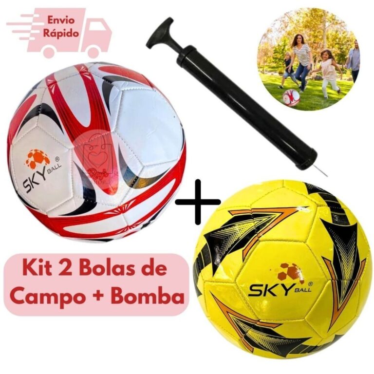 Kit 2 Bolas De Campo E Bomba De Ar Portátil Manua