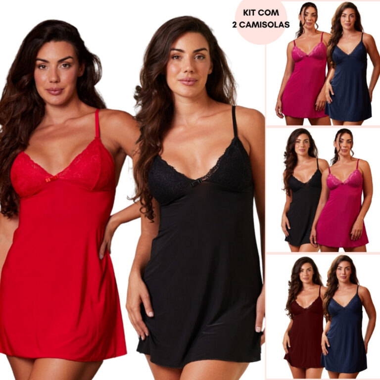 Kit 2 Camisolas Renda Lisa Confortável Delicada F