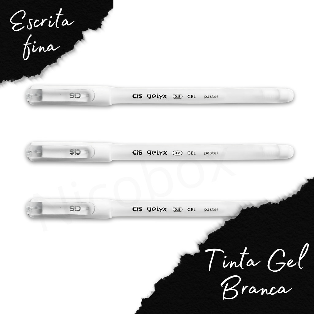 Kit 3 Canetas Gel Branca Cis Gelyx 0.8mm Original
