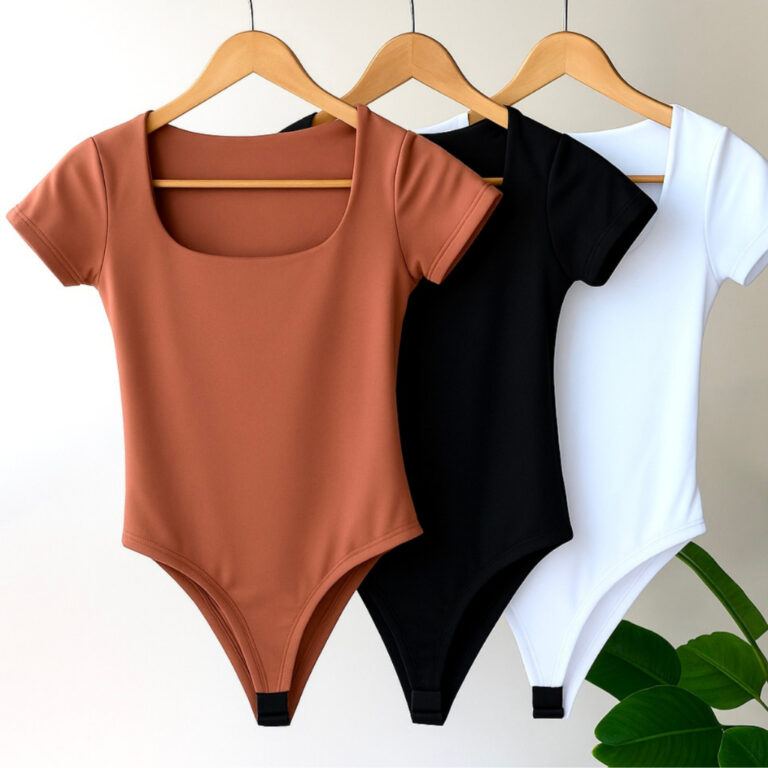 Kit 3 Body Feminino Decote Quadrado Manga Curta Te