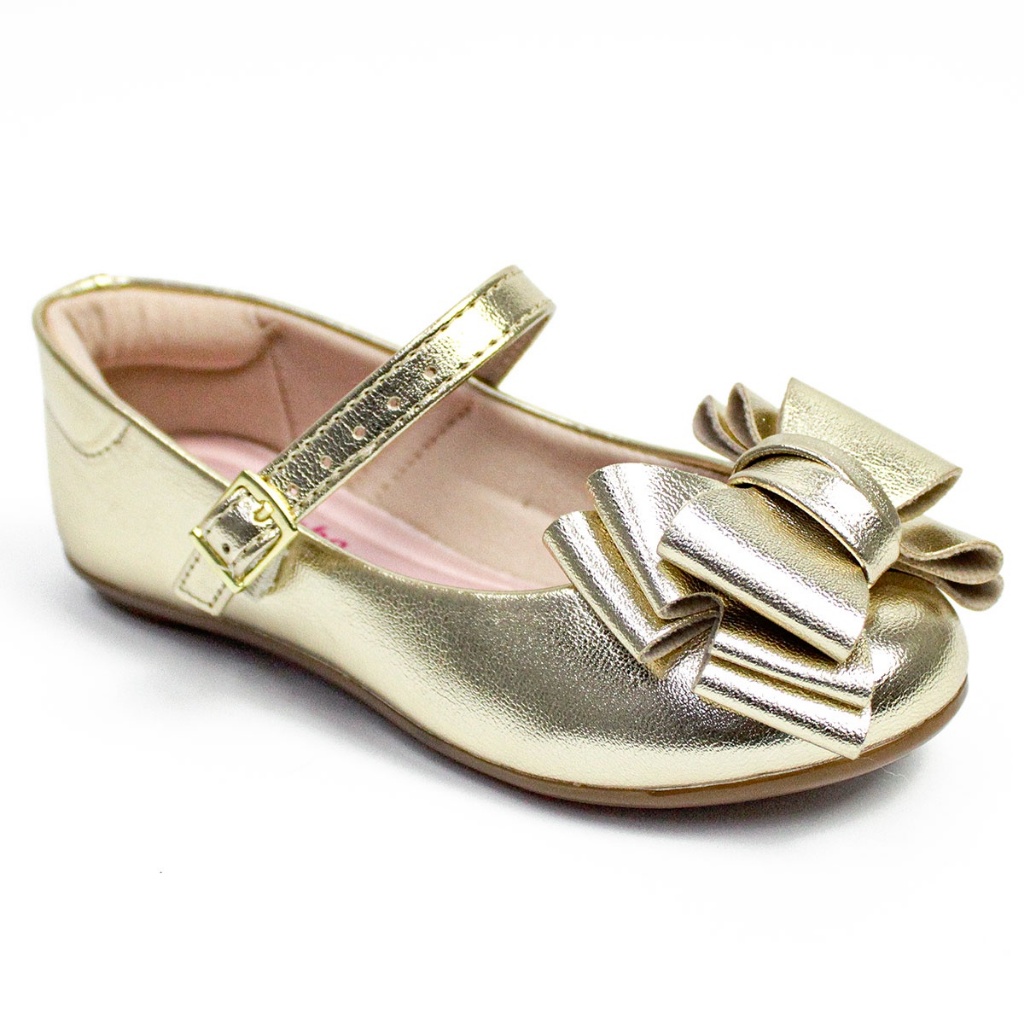 Sapatilha Molekinha Infantil Menina Laço Modinha 2083-122 Dourado