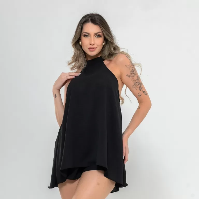 Macaquinho Vestido Feminino Frente Única Soltinho