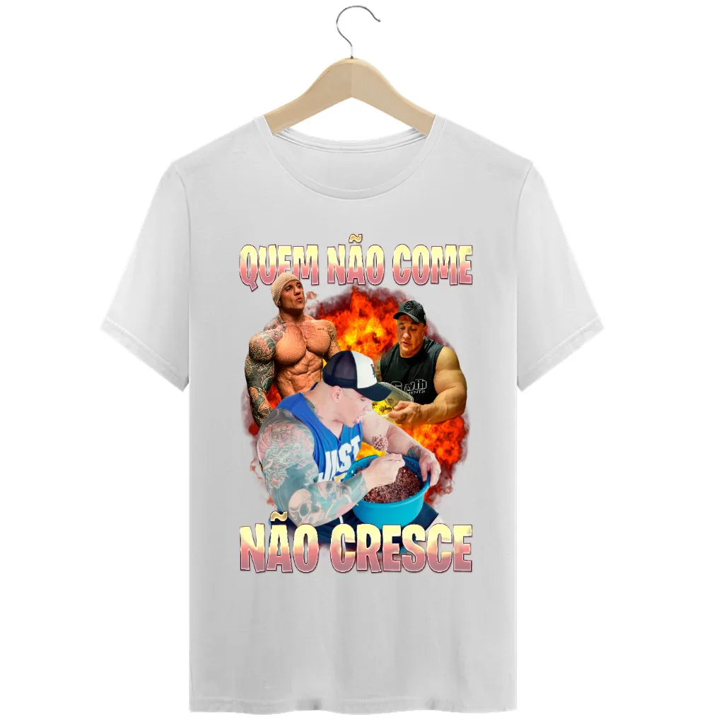 Camiseta academia maromba giga | quem não come não cresce giga camisa maromba, academia, treino