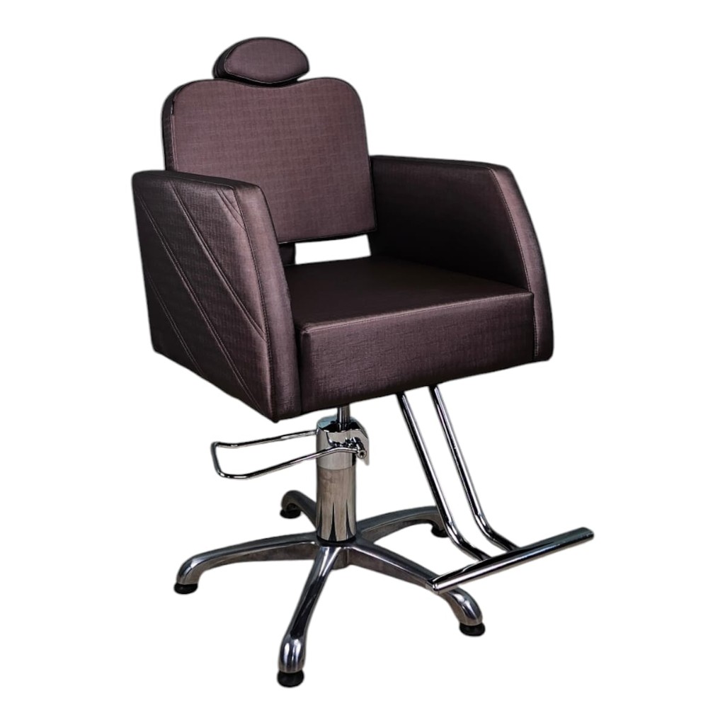 Cadeira Nexus Fixa Salão De Beleza:Marrom Factor Acetinado