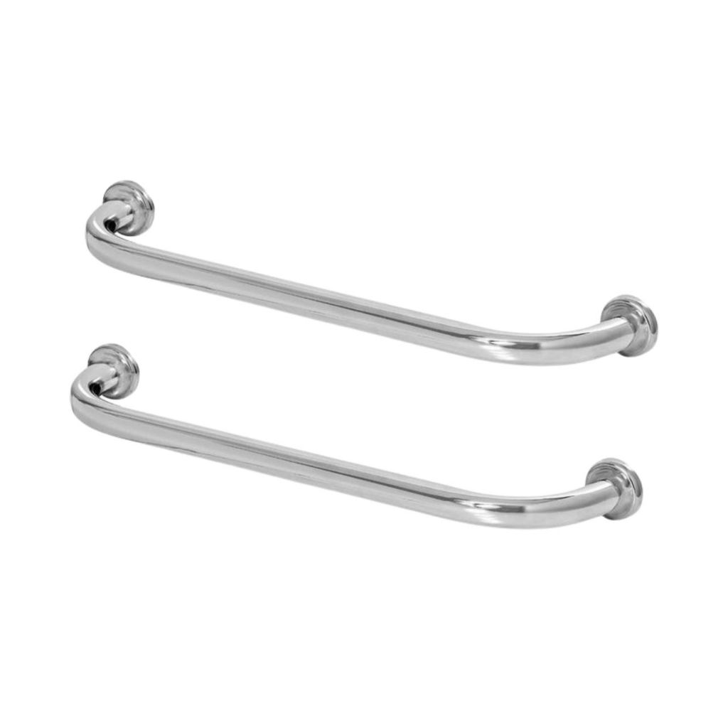 Kit 2 Barras Alça Apoio Aço Inoxidável 80cm Idoso Deficiente Segurança Resistente