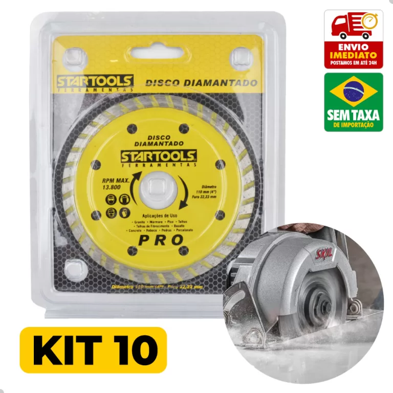 Kit 10 Disco de Corte Diamantado Turbo Aço Serra 