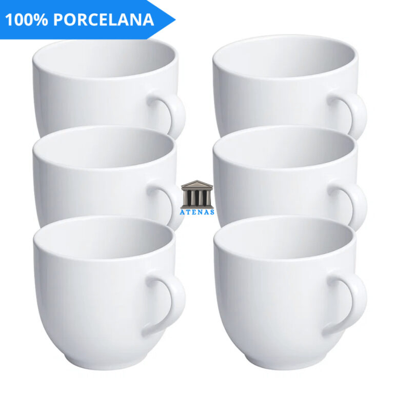 Jogo 6 3 Xicara Porcelana Branca Lisa Jogo Xícara