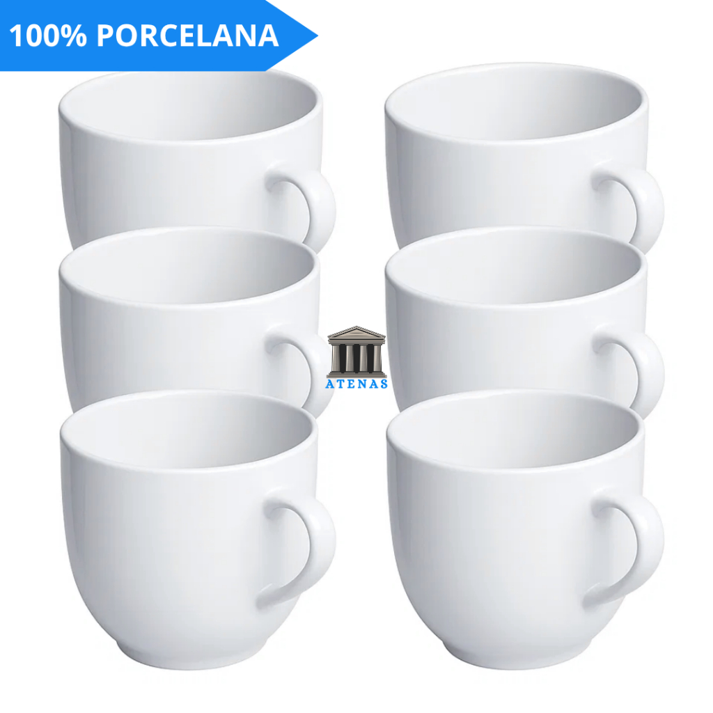 Jogo Xicara Porcelana Branca Lisa Jogo Xícara Cha Cafe Leite 170ml Chicara Hotel Casa Cozinha