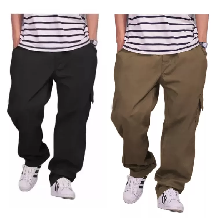 kit 2 ou uma Calça Cargo jeans e sarja Larga Masc