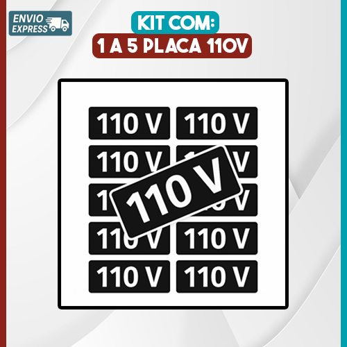 Etiquetas Adesivas Voltagem Tomada 110V Preta Segu