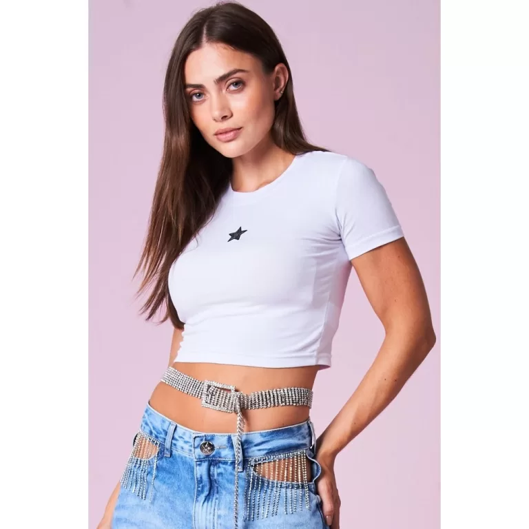 Cropped Feminino Slik de Estrela Planet Girls Bran