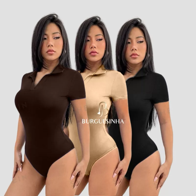 Kit 3 Body Polo Feminino Suplex Premium Duplo Gola Polo Estruturada Conforto e Caimento Perfeito