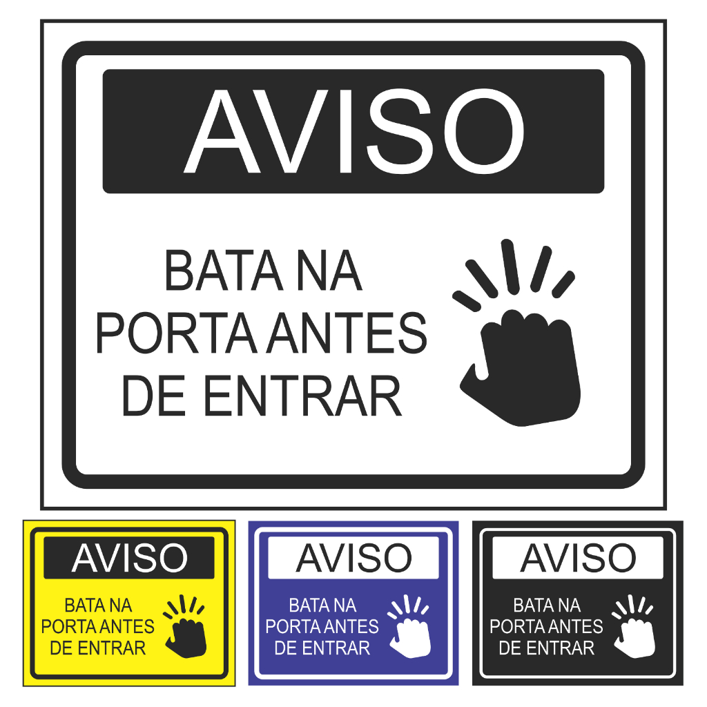 Placa Sinalização Aviso Bata Na Porta Antes De Entrar