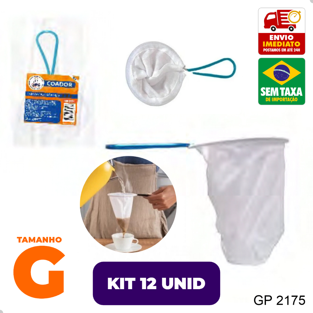 Kit 12 Coador de Malha para Café P M G Pano Cabo de Arame GP2173 GP2174 GP2175