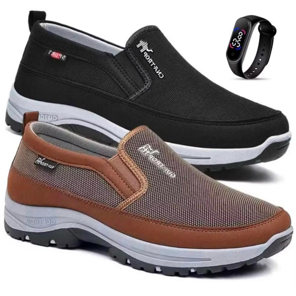 Kit 2 Pares De Tenis Sapatilha Mocasssin Masculino Ortopedico Adventure Trilha Com Solado Impermeáve