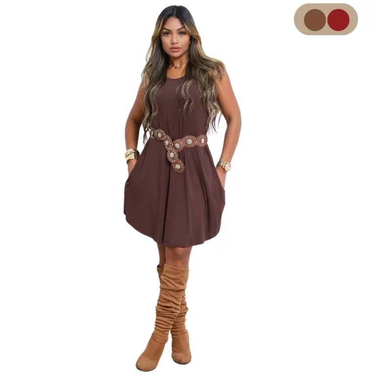 Vestido Midi Regata Feminino Soltinho Moderno Com 